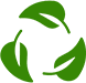 A green image of leaves in the shape of a recycling symbol.