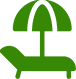 A green image of an umbrella and chair.